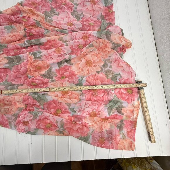 Altar’d State Tiered Maxi Floral Pink Dress Size Large NWT Coquette Slit Flowy - Picture 15 of 16